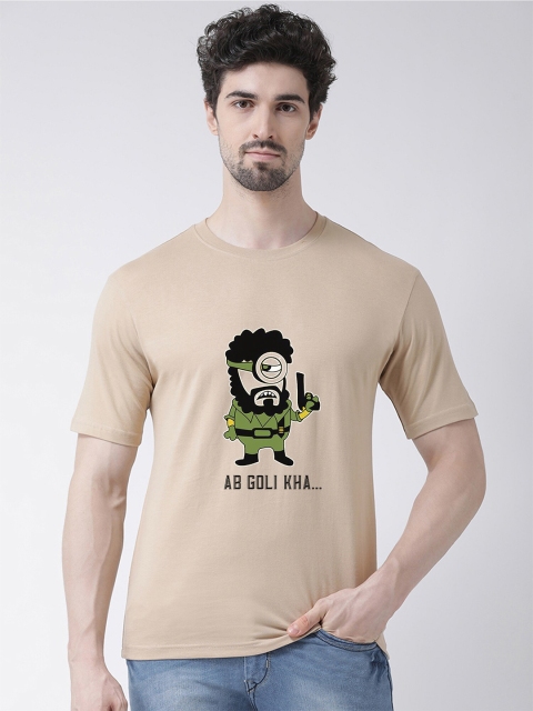 

Friskers Men Beige Printed T-shirt