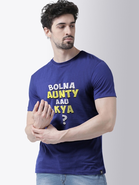 

Friskers Men Blue Printed Applique T-shirt
