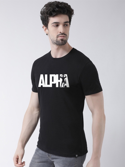 

Friskers Men Black Typography Printed Applique T-shirt