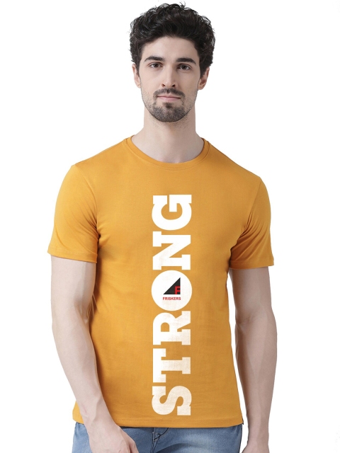 

Friskers Men Gold-Toned Typography Printed Applique T-shirt