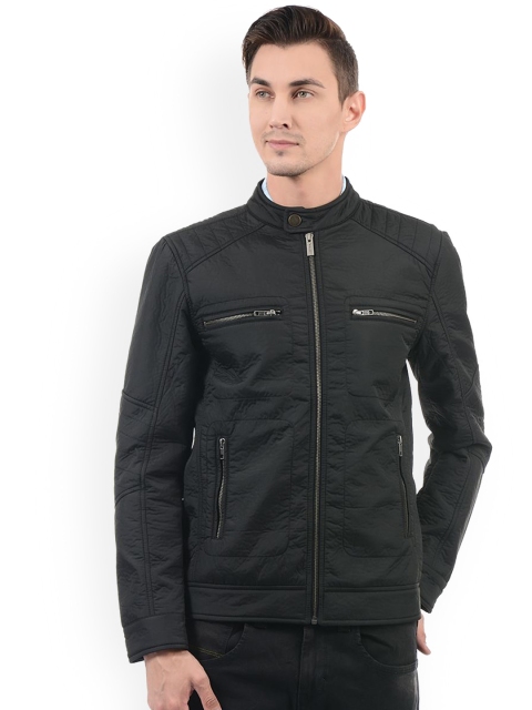 

LONDON FOG Men Black Biker Jacket