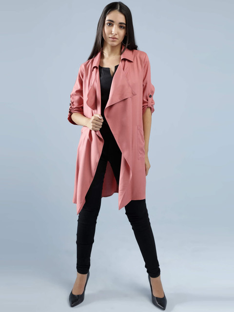 

IDK Women Peach-Coloured Longline Open Front Jacket