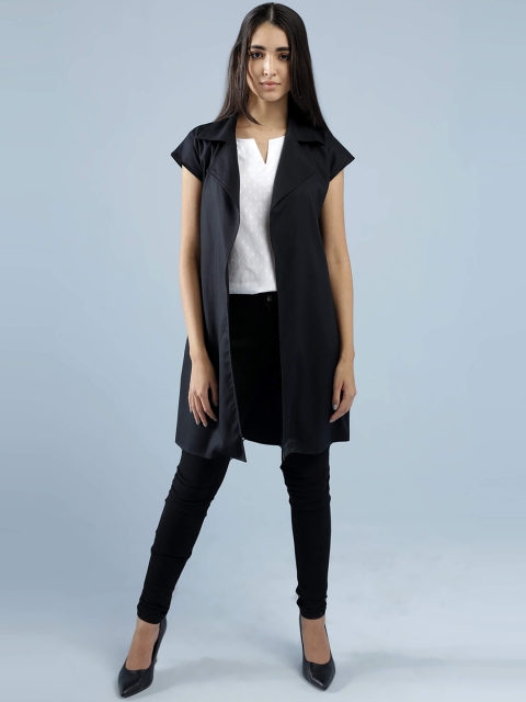 

IDK Women Black Longline Open Front Jacket
