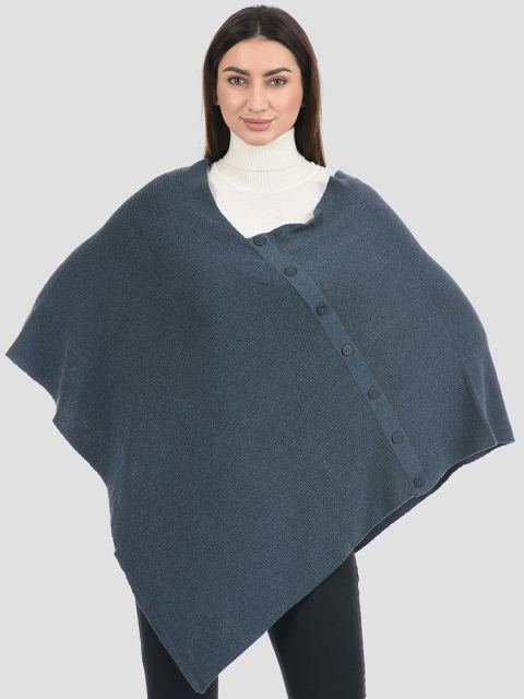 

PORTOBELLO Women Blue Longline Poncho