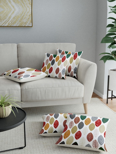 

LA VERNE White Set of 5 Geometric Square Cushion Covers