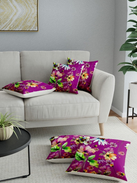 

LA VERNE Assorted Set of 5 Floral Digital Printed Square Cushion Covers