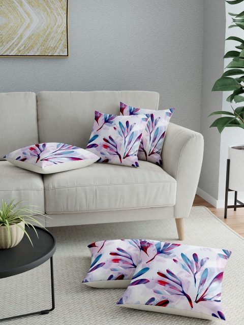 

LA VERNE Set of 5 Abstract Square Cushion Covers, White
