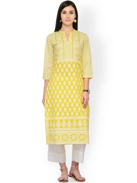 

Varanga Yellow Printed Kurta With Pants