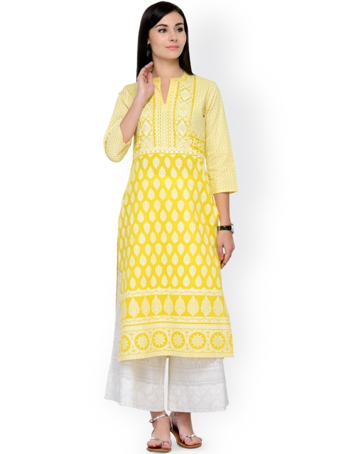 

Varanga Yellow & White Printed Kurta with Palazzos