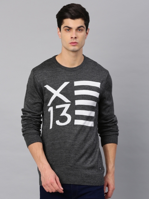 

HRX by Hrithik Roshan Men Charcoal Grey Self Design Pullover