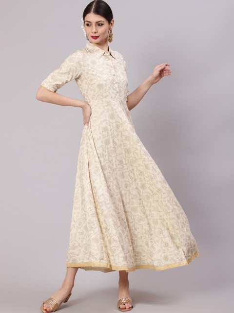 

Awadhi Off White Floral Maxi Dress