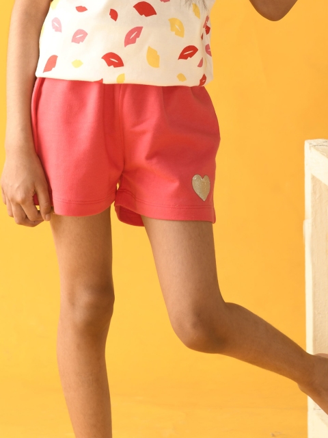 

Anthrilo Girls Pink Printed Cotton Shorts