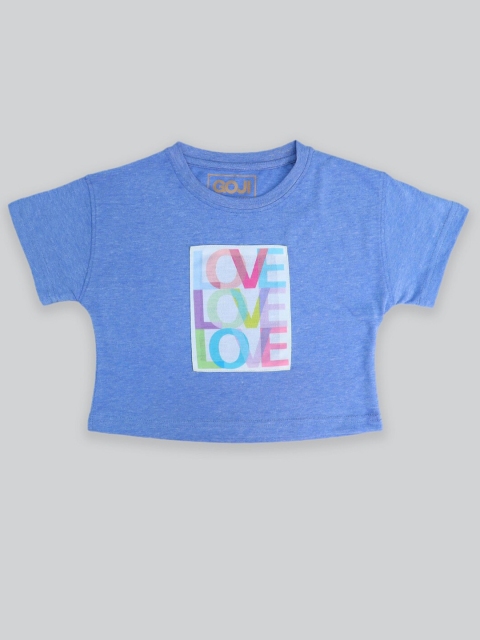

GOJI Girls Blue Printed Crop Top