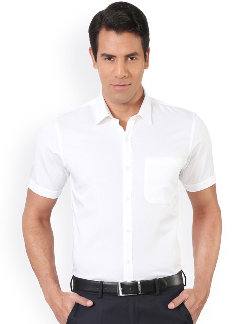 

Peter England Men White Slim Fit Solid Formal Shirt