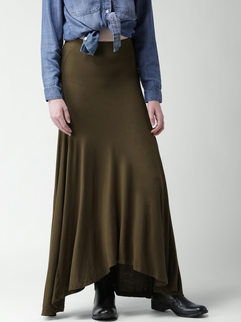 

FOREVER 21 Olive Green Maxi A-Line Skirt