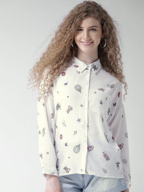

FOREVER 21 Women White Printed Shirt