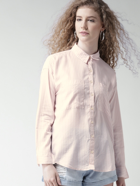 

FOREVER 21 Women Pink Striped Shirt