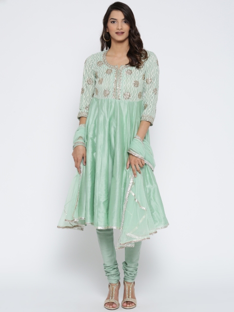 

Biba Green Anarkali Churidar Kurta with Dupatta