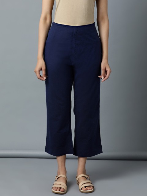 

Indian Dobby Women Blue Straight Fit Cotton Trousers
