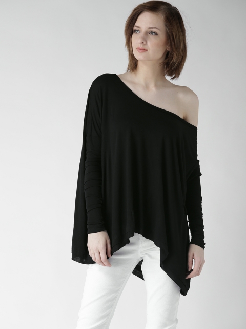 

FOREVER 21 Women Black Solid Boxy Top
