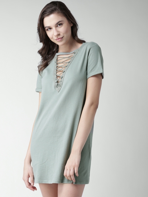 

FOREVER 21 Women Mint Green Solid Shift Dress