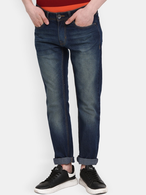 

V-Mart Men Blue Heavy Fade Solid Cotton Knitted Denim Medium Waist Jeans