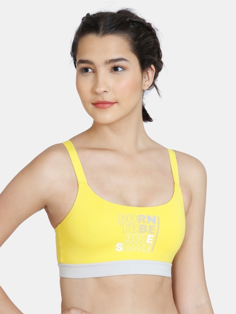 

Zelocity by Zivame Girls Yellow & White Workout Bra