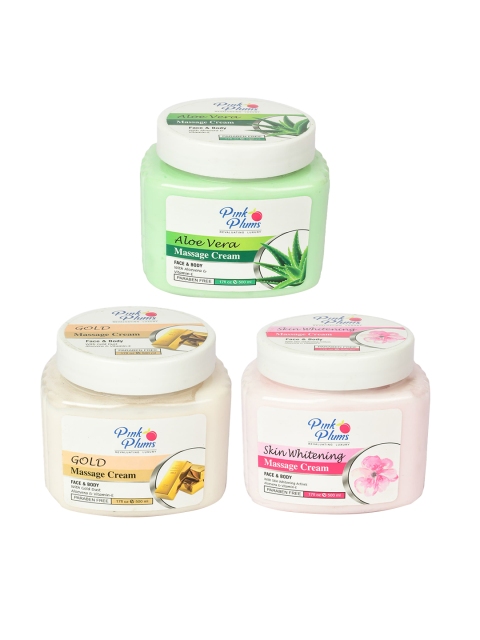 

Pink Plums Set of 3 Paraben Free Face & Body Massage Creams - 500ml each, Green