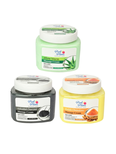 

Pink Plums Set of 3 Paraben Free Face & Body Massage Creams - 500ml each, Green