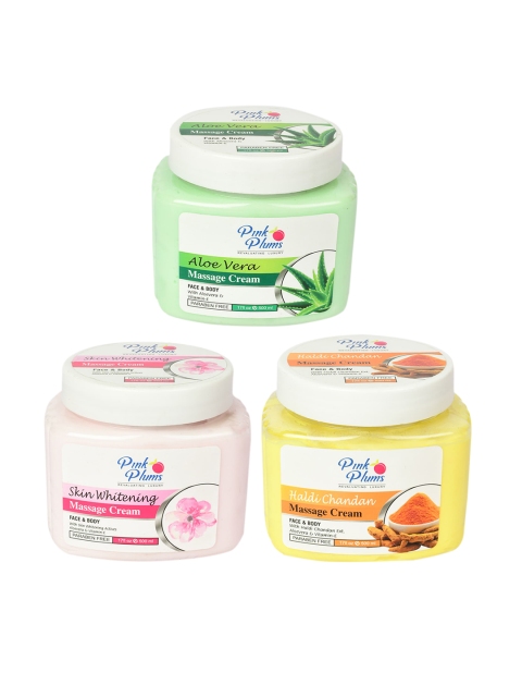 

Pink Plums Set of 3 Paraben Free Face & Body Massage Creams - 500ml each, Green