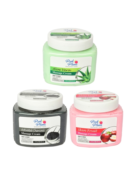 

Pink Plums Set of 3 Aloevera Charcoal Skin Fruit Massage Creams, Multi