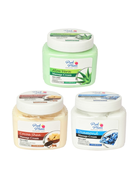 

Pink Plums Set of 3 Paraben Free Face & Body Massage Creams - 500ml each, Green