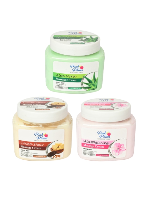 

Pink Plums Set of 3 Paraben Free Face & Body Massage Creams - 500ml each, Green