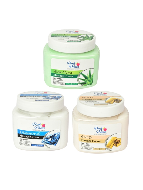 

Pink Plums Set of 3 Paraben Free Face & Body Massage Creams - 500ml each, Green