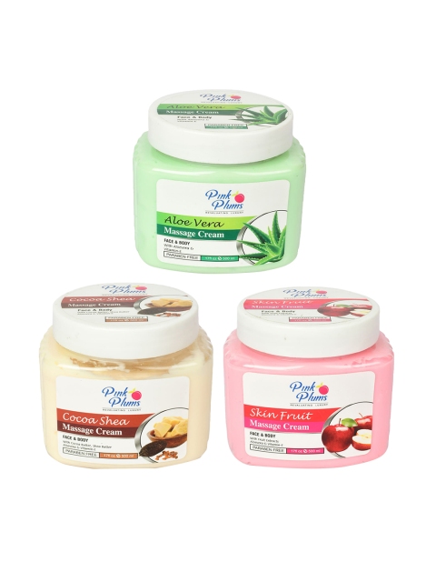 

Pink Plums Set of 3 Paraben Free Face & Body Massage Creams - 500ml each, Green