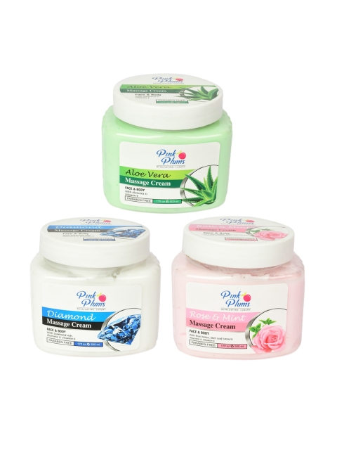 

Pink Plums Set of 3 Paraben Free Face & Body Massage Creams - 500ml each