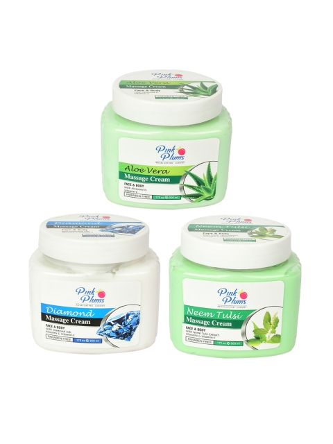 

Pink Plums Set of 3 Paraben Free Face & Body Massage Creams - 500ml each, Green