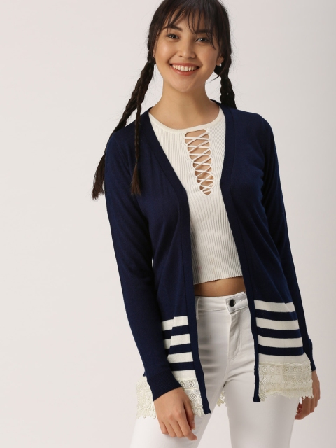 

DressBerry Women Navy Blue Solid Cardigan