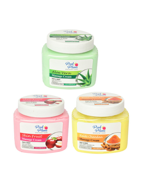 

Pink Plums Pack of 3 Paraben Free Face & Body Massage Cream, Multi