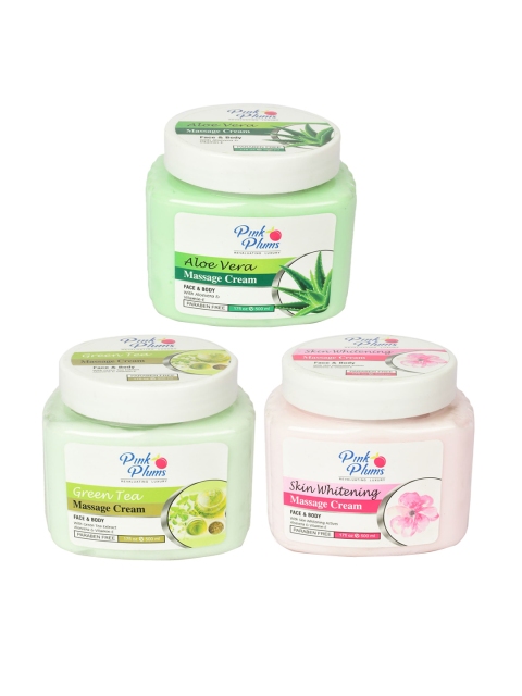 

Pink Plums Set of Aloe Vera + Skin Whitening + Green Tea Massage Cream - 500 ml Each