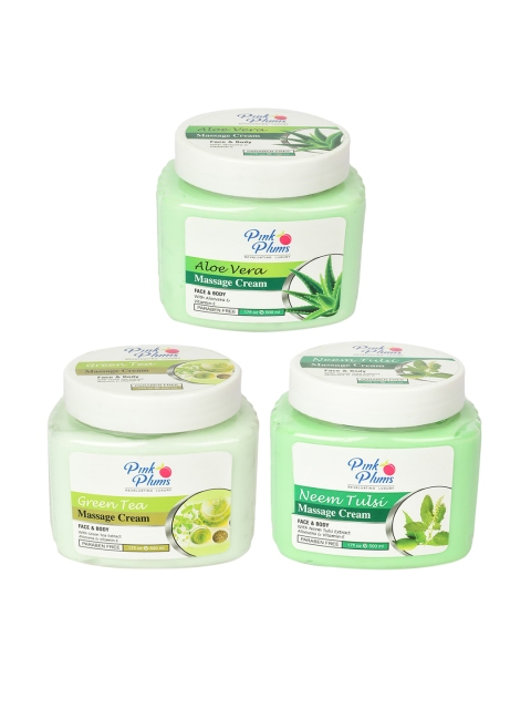 

Pink Plums Set of Aloe Vera + Neem Tulsi + Green Tea Massage Cream - 500 ml Each
