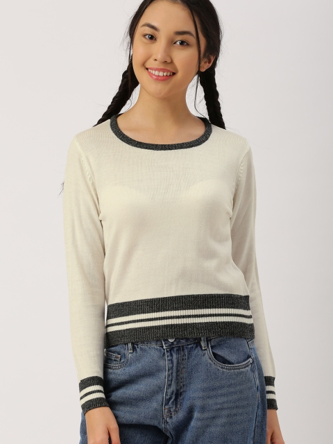 

DressBerry Women Off-White Solid Pullover