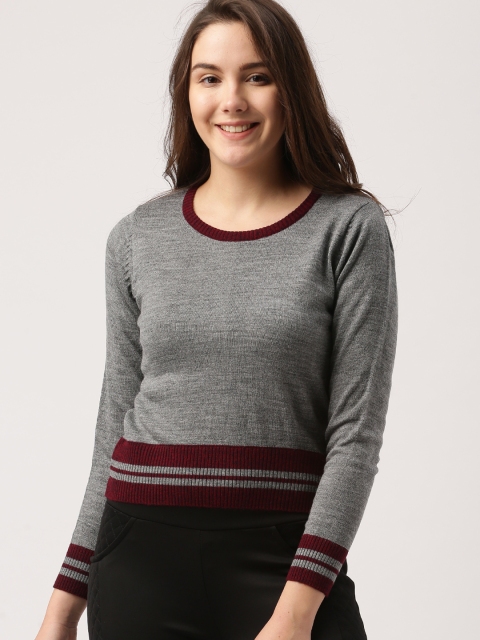 

DressBerry Women Grey Solid Pullover