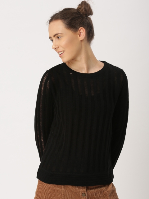 

DressBerry Women Black Self Design Pullover