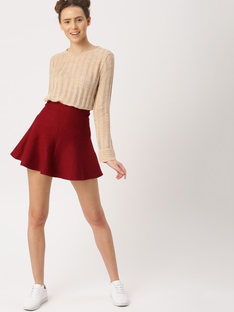 

DressBerry Women Peach-Coloured Self Design Pullover