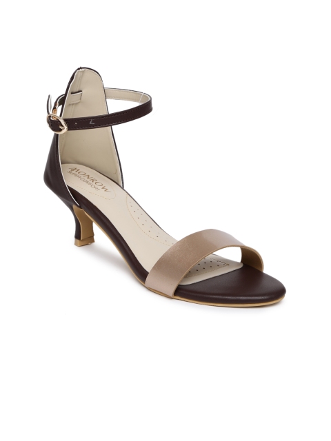 

Monrow Women Gold-Toned & Brown Colourblocked Heels