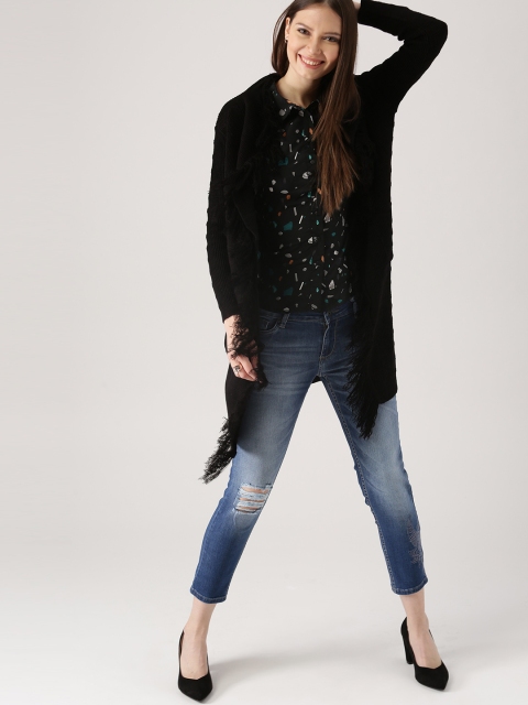 

DressBerry Women Black Front-Open Cardigan