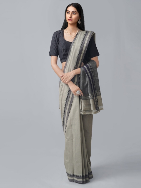

Unnati Silks Grey & Black Pure Cotton Venkatgiri Saree