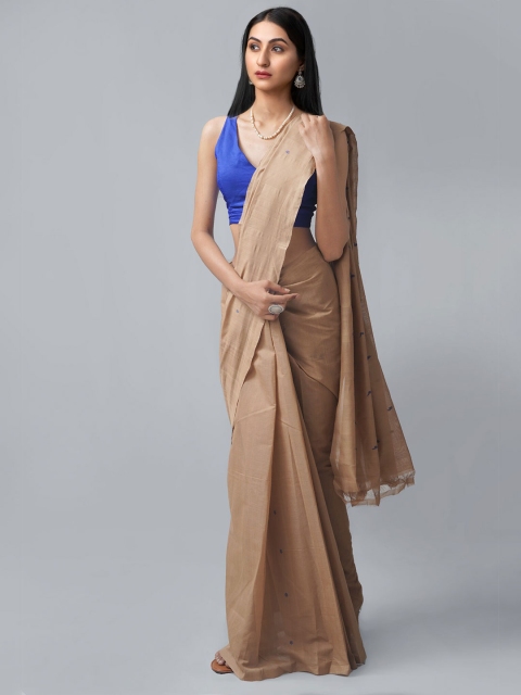 

Unnati Silks Brown & Blue Woven Design Pure Cotton Venkatgiri Saree