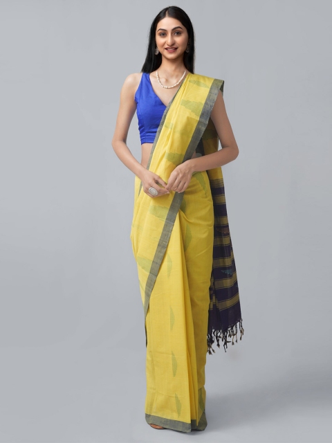 

Unnati Silks Yellow & Green Woven Design Pure Cotton Venkatgiri Saree